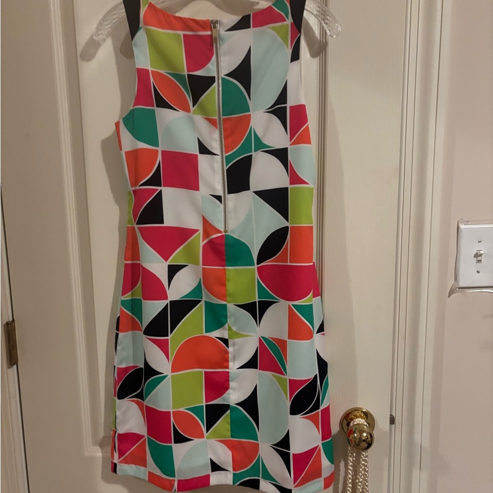 Crown & Ivy sz 4 Geometric Multicolor Sleeveless Dress mod retro sleeveless - Picture 9 of 14